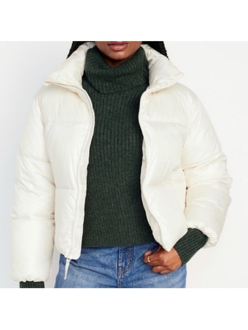 Old Navy XL White Cream Puffer Jacket